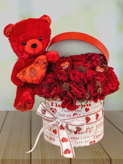 valentines special roses teddy bear combo Dubai