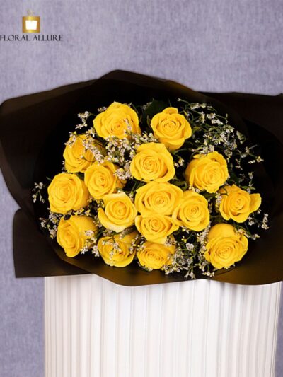 Fresh yellow rose bouquet online Dubai