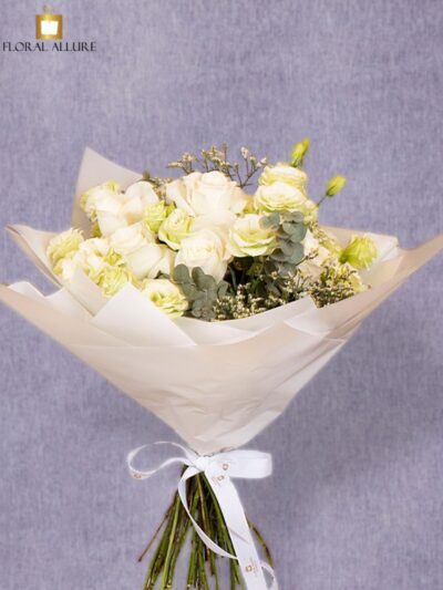 Ivory roses bouquet online Dubai