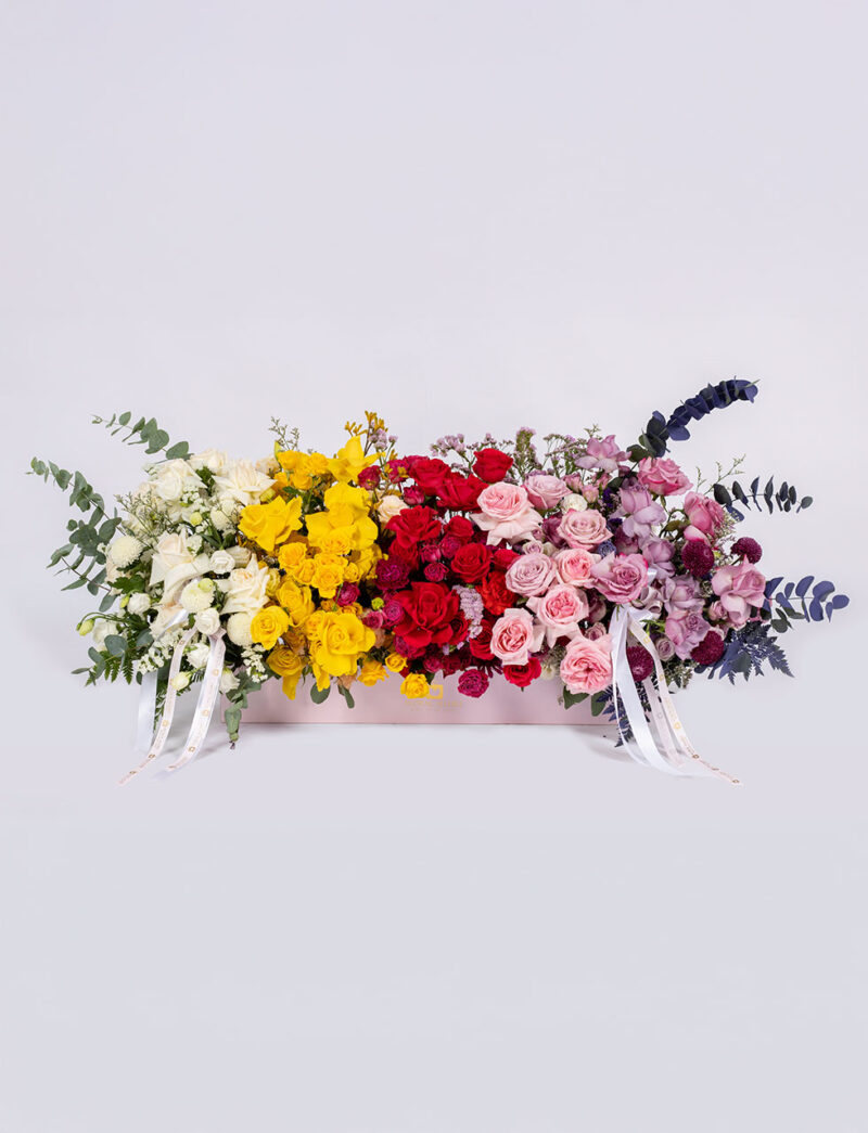 Luxury multicolor roses arrangement Spectrum Symphony Floral Allure