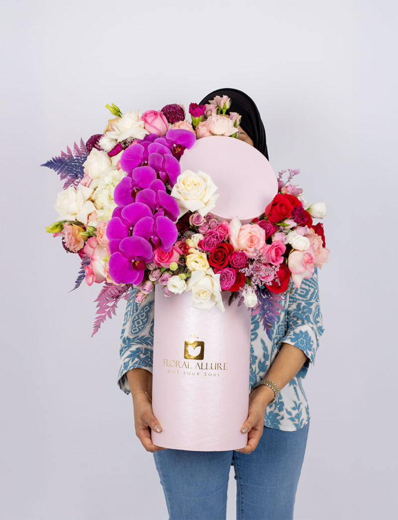 Exclusive luxury floral gift with orchids and roses