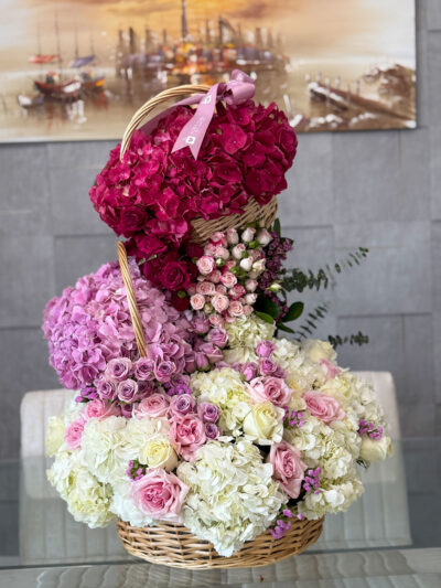 mixed hydrangea flower tower
