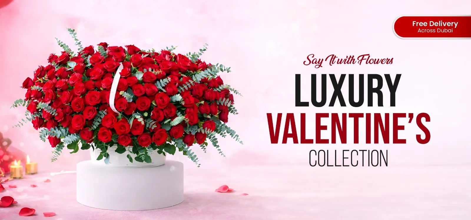 Luxury Valentine’s Day flower bouquet delivered in Dubai