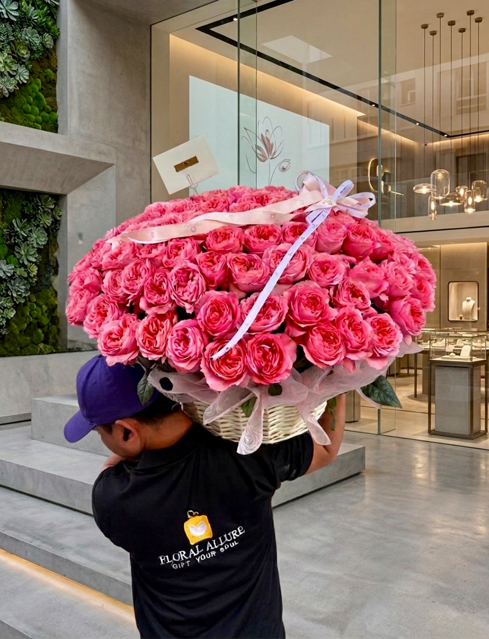 Premium red rose basket flower arrangement for gifting UAE